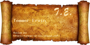 Temmer Ervin névjegykártya